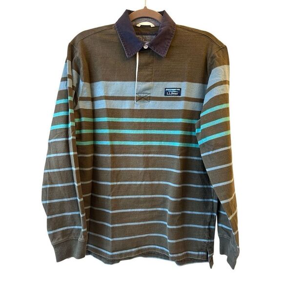 L.L. Bean Vintage Striped Rugby Shirt 90's size S Preppy - Picture 3 of 9